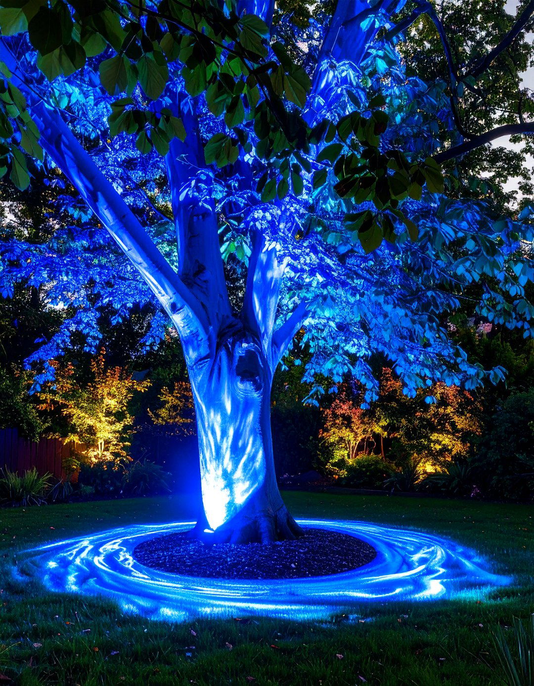 Using Projectors to Create Patterns on Trees - 30 outdoor tree lighting ideas