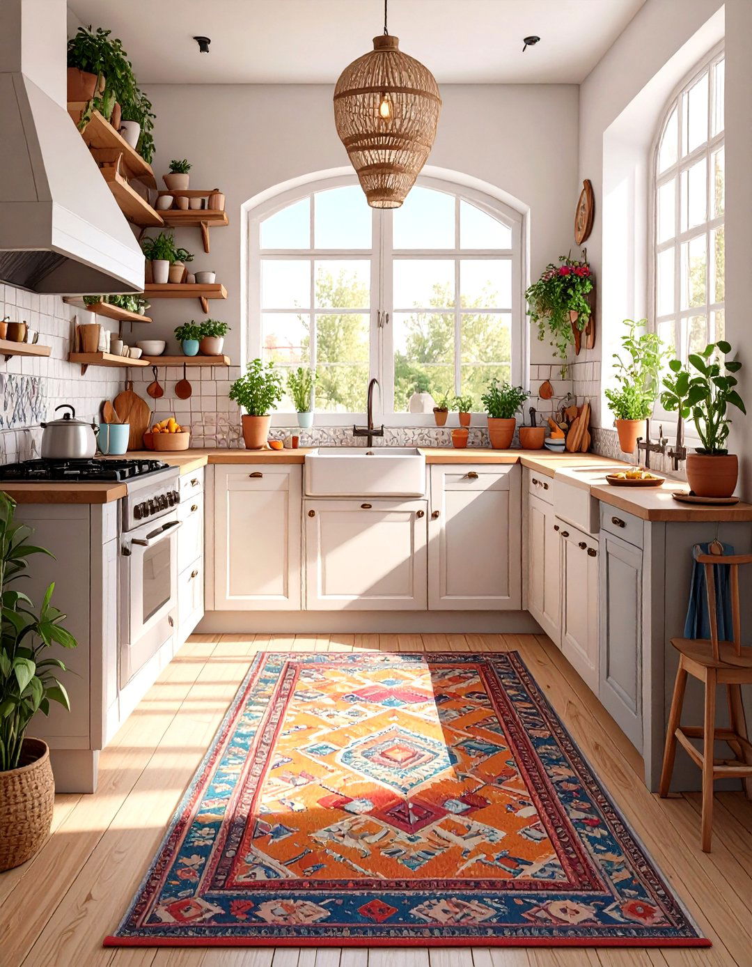 Using Rugs to Define the Kitchen Area - 30 small open kitchen design ideas