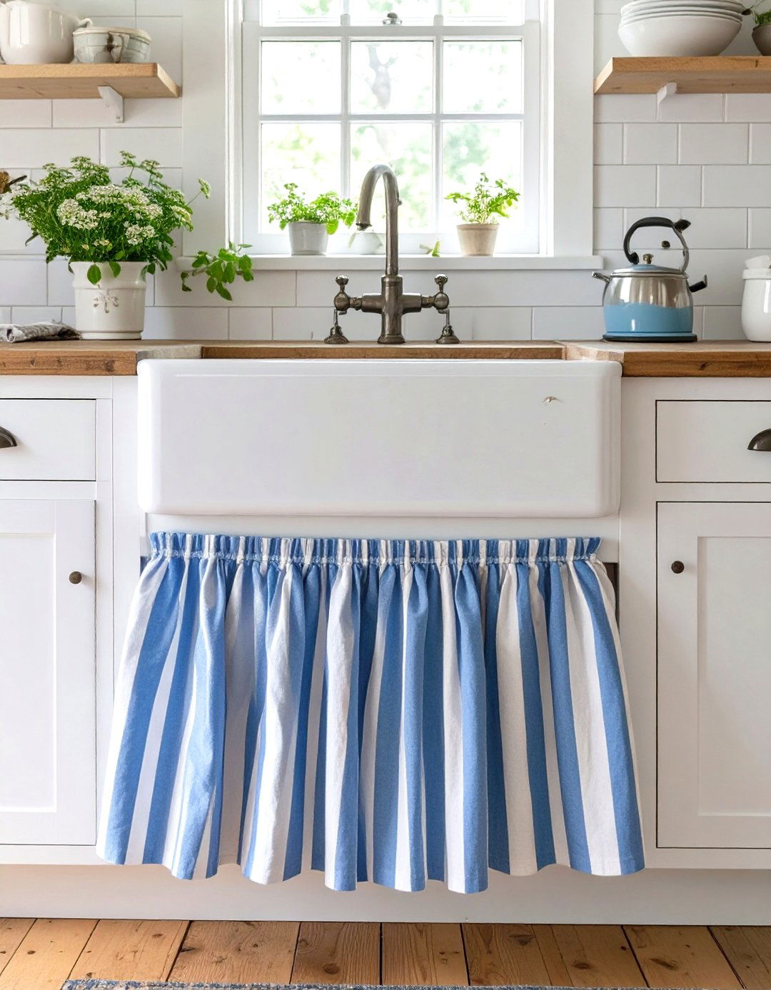 Using Skirted Cabinets in a Small Country Kitchen - 30 small country kitchen ideas