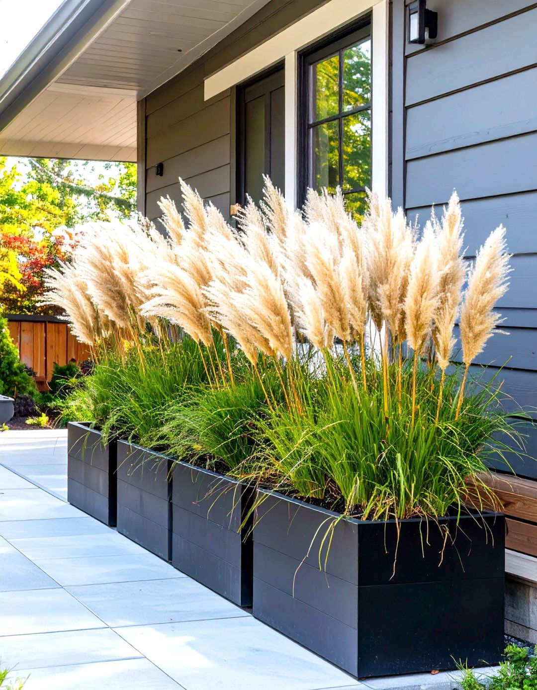 Using Tall Slender Grasses for Privacy - 30 small front porch landscaping ideas