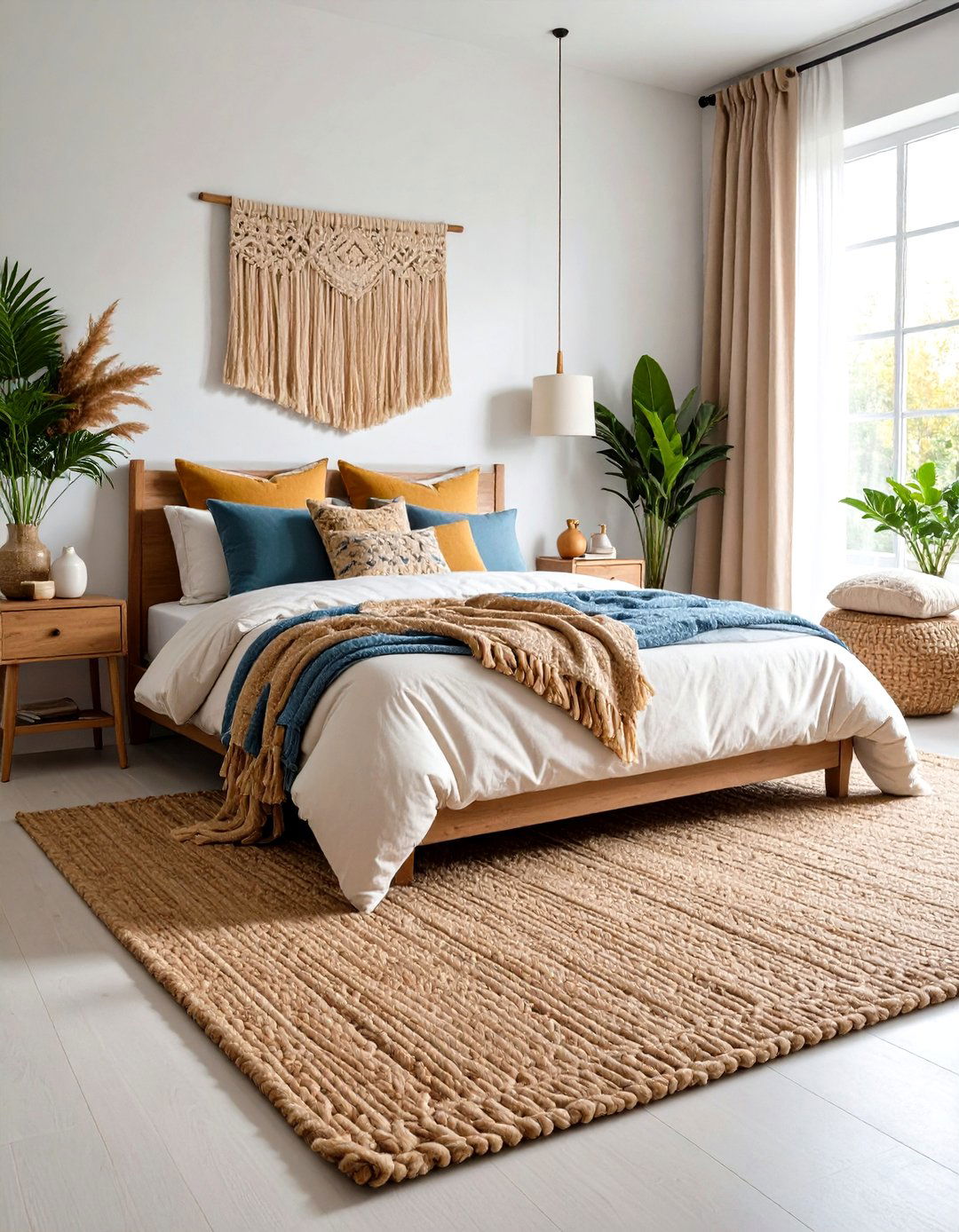 Using Textured Area Rugs - 30 pottery barn bedroom ideas