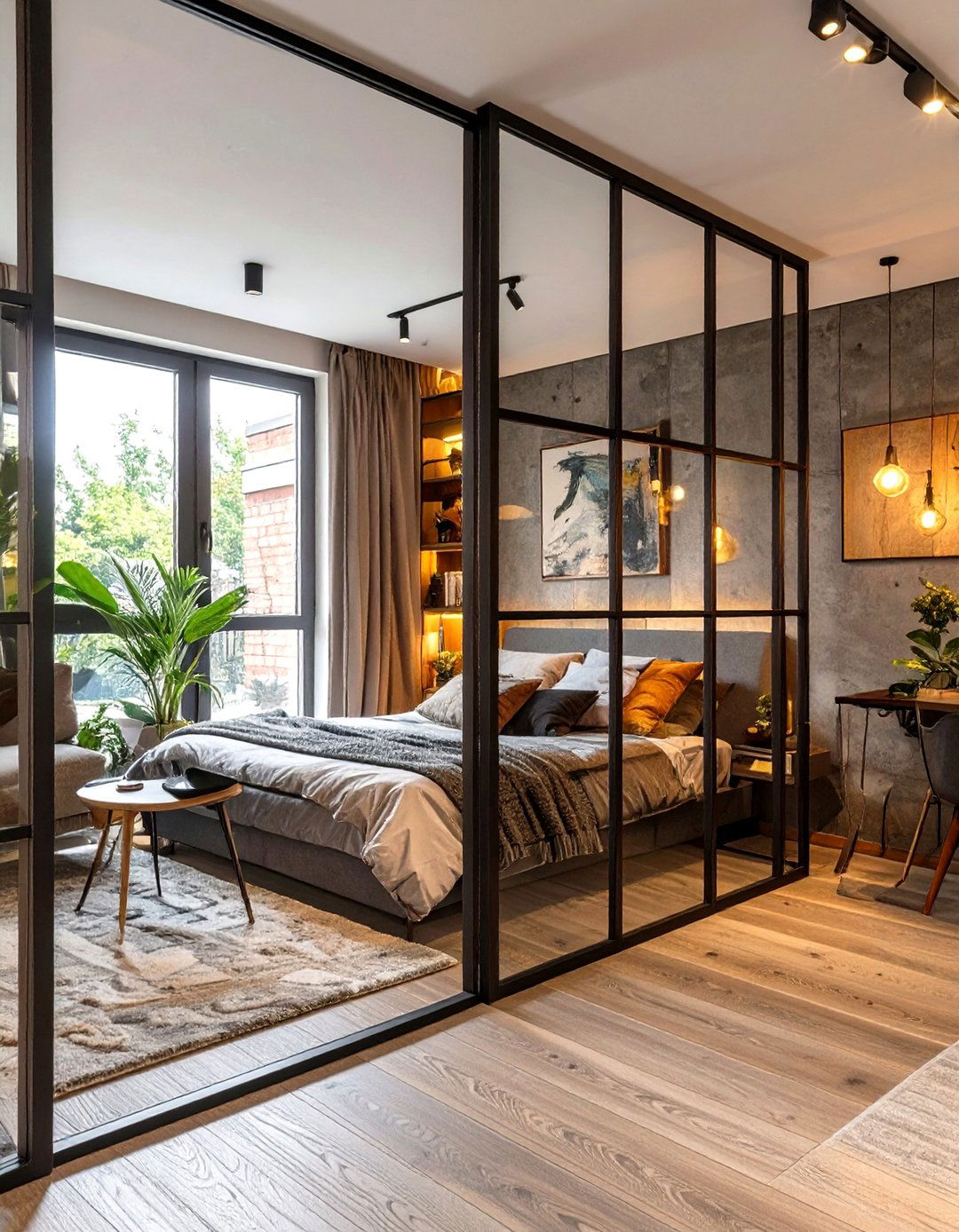 Using Transparent Room Dividers - 30 small house interior design ideas