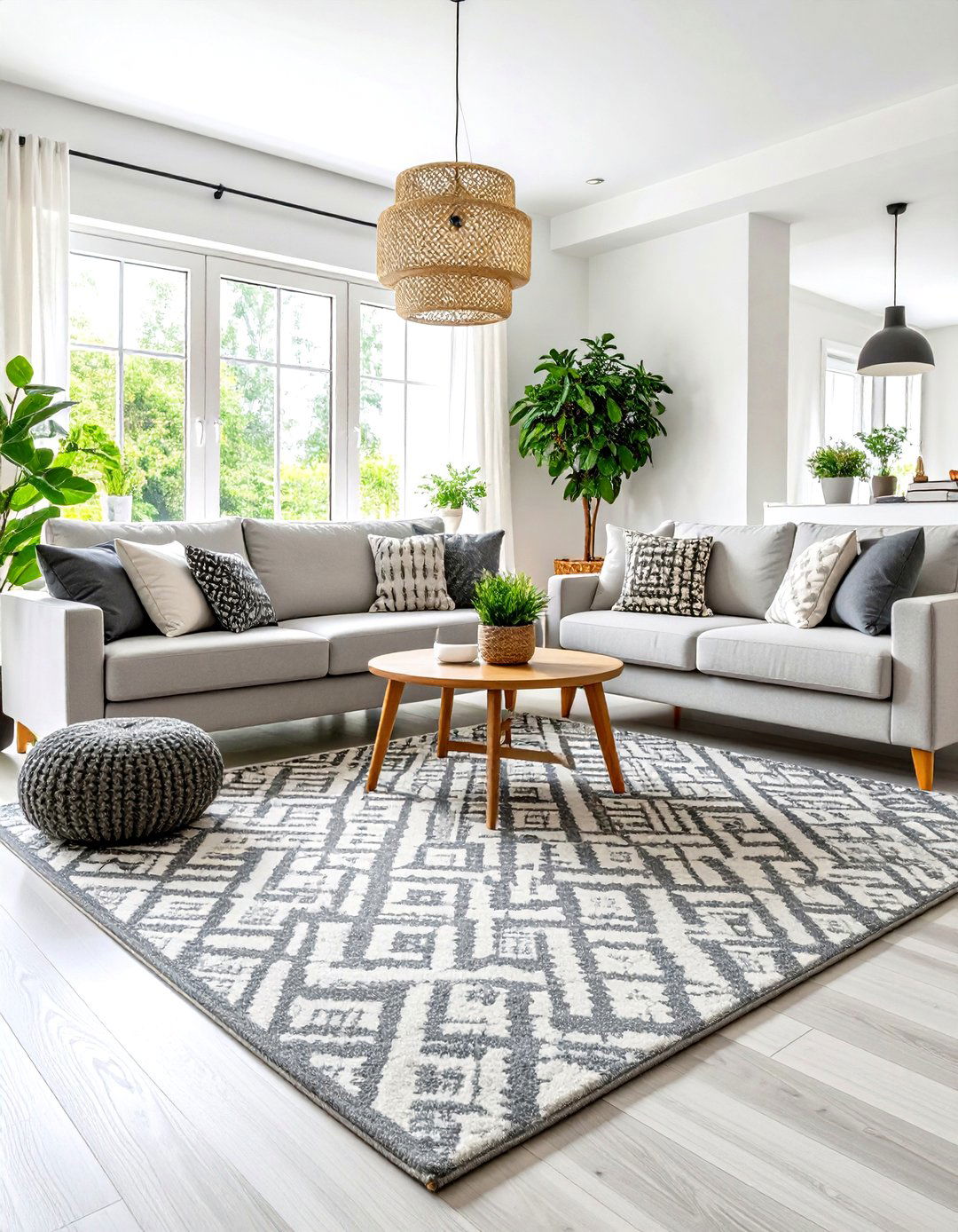 Using Two Identical Area Rugs - 30 repetition in interior design ideas