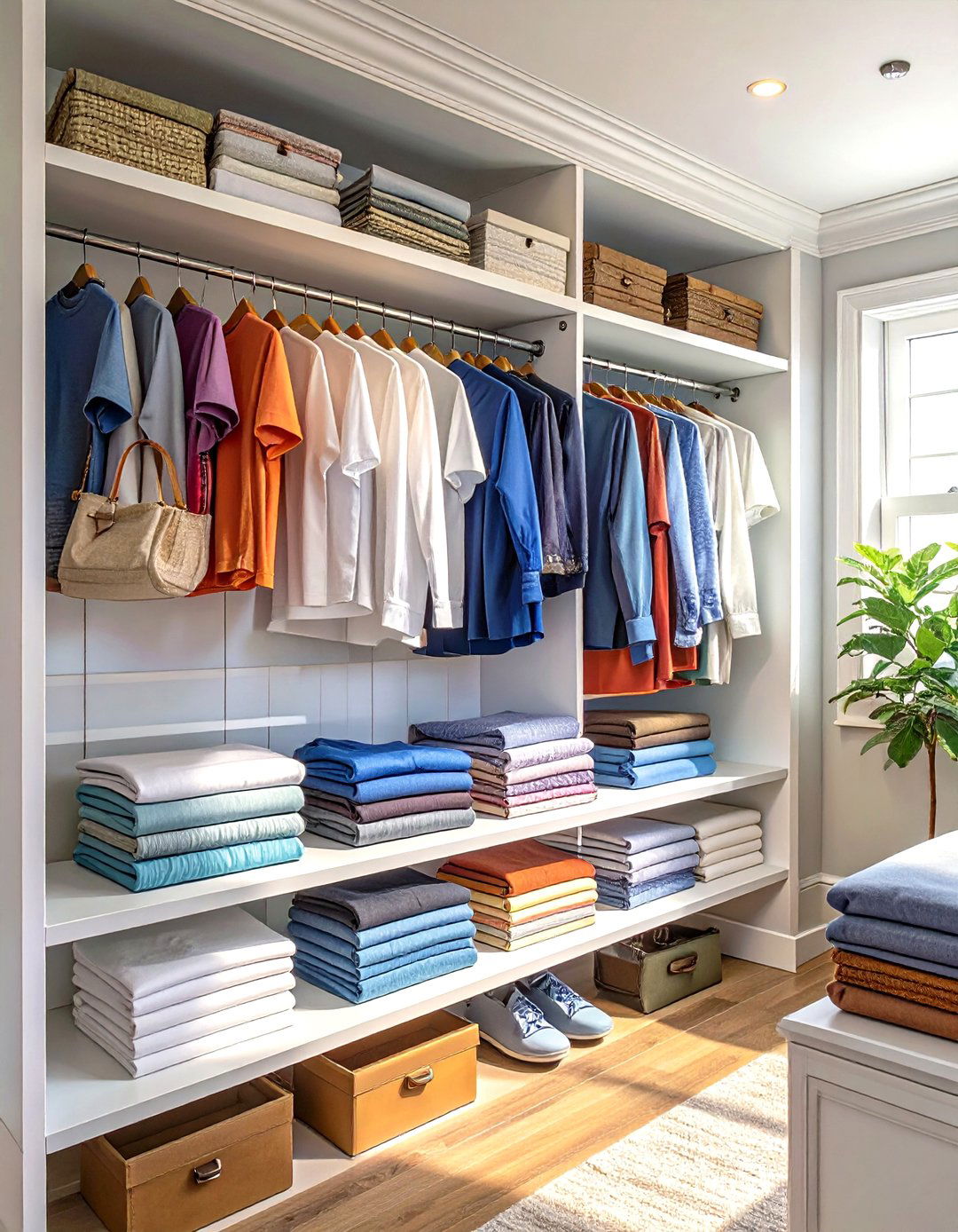 Using Vertical Shelf Dividers - 30 walk in closet organization ideas