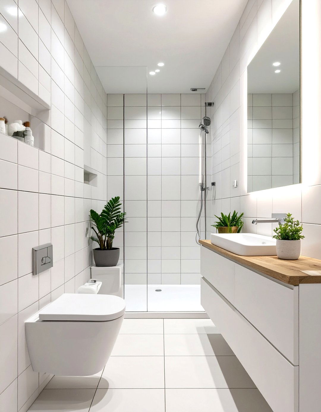 Using Vertical White Tiles - 30 small white bathroom ideas