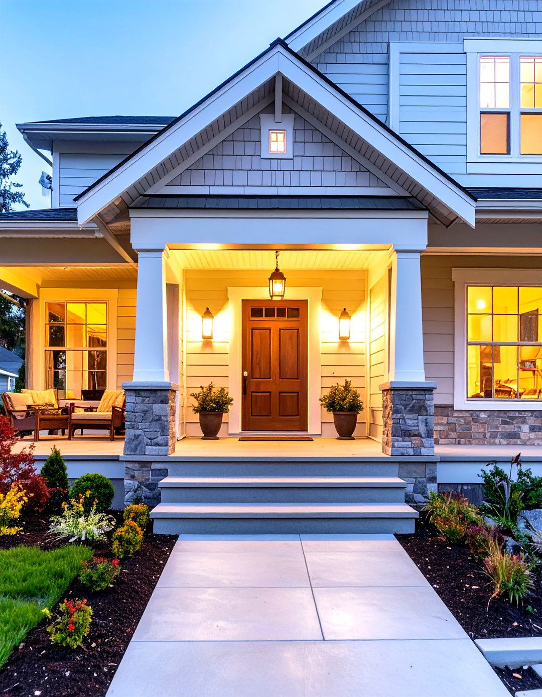 Using Warm Temperature Bulbs - 30 outdoor lighting ideas for front of house