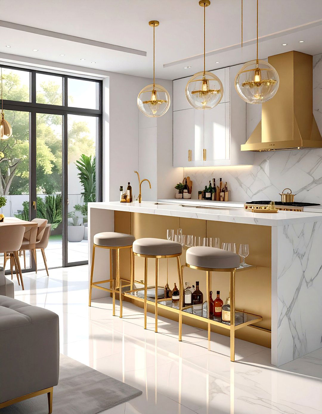 Using a Bar Cart for Flexibility - 30 small open kitchen design ideas