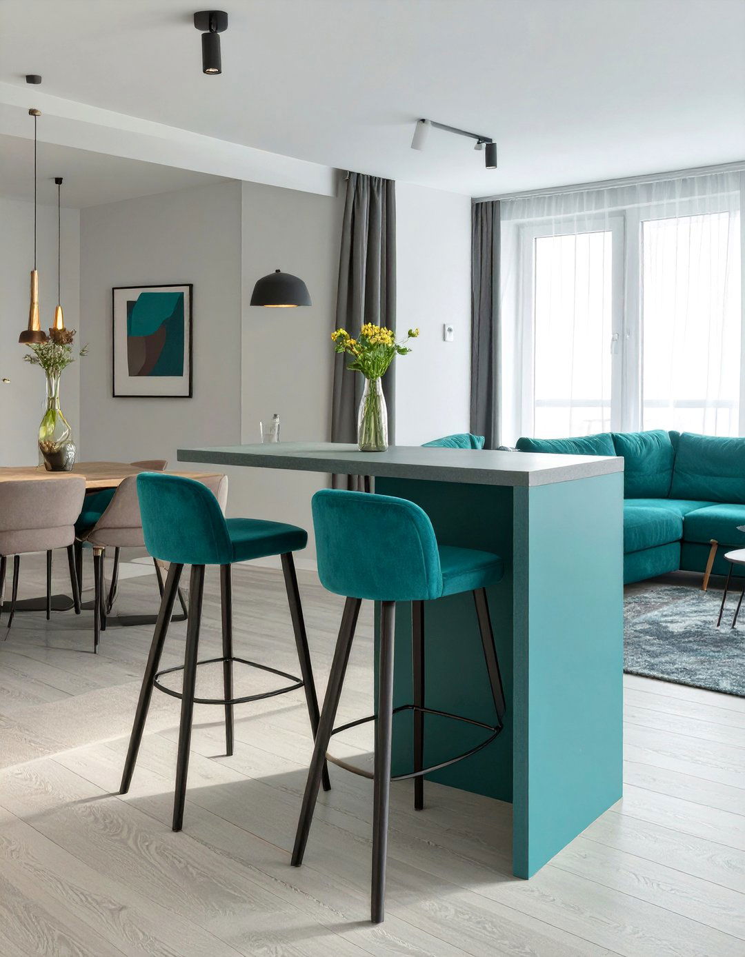 Using a Bar Height Table and Stools - 30 small living room dining room combo layout ideas