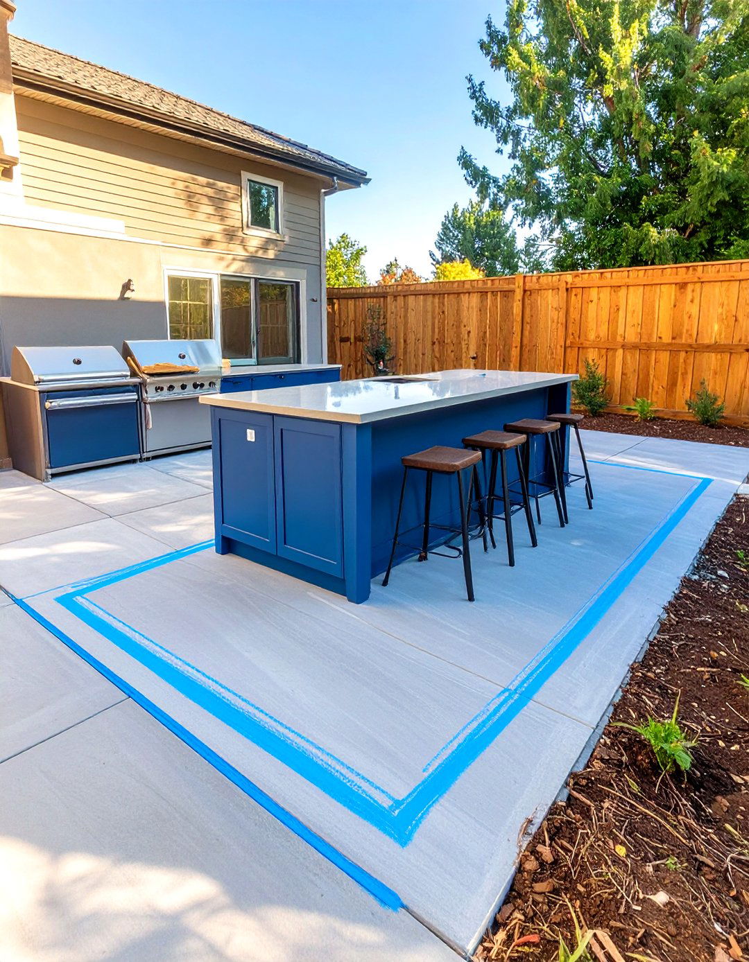 Using a Chalk Line for On Site Layout - 30 outdoor kitchen design tool ideas