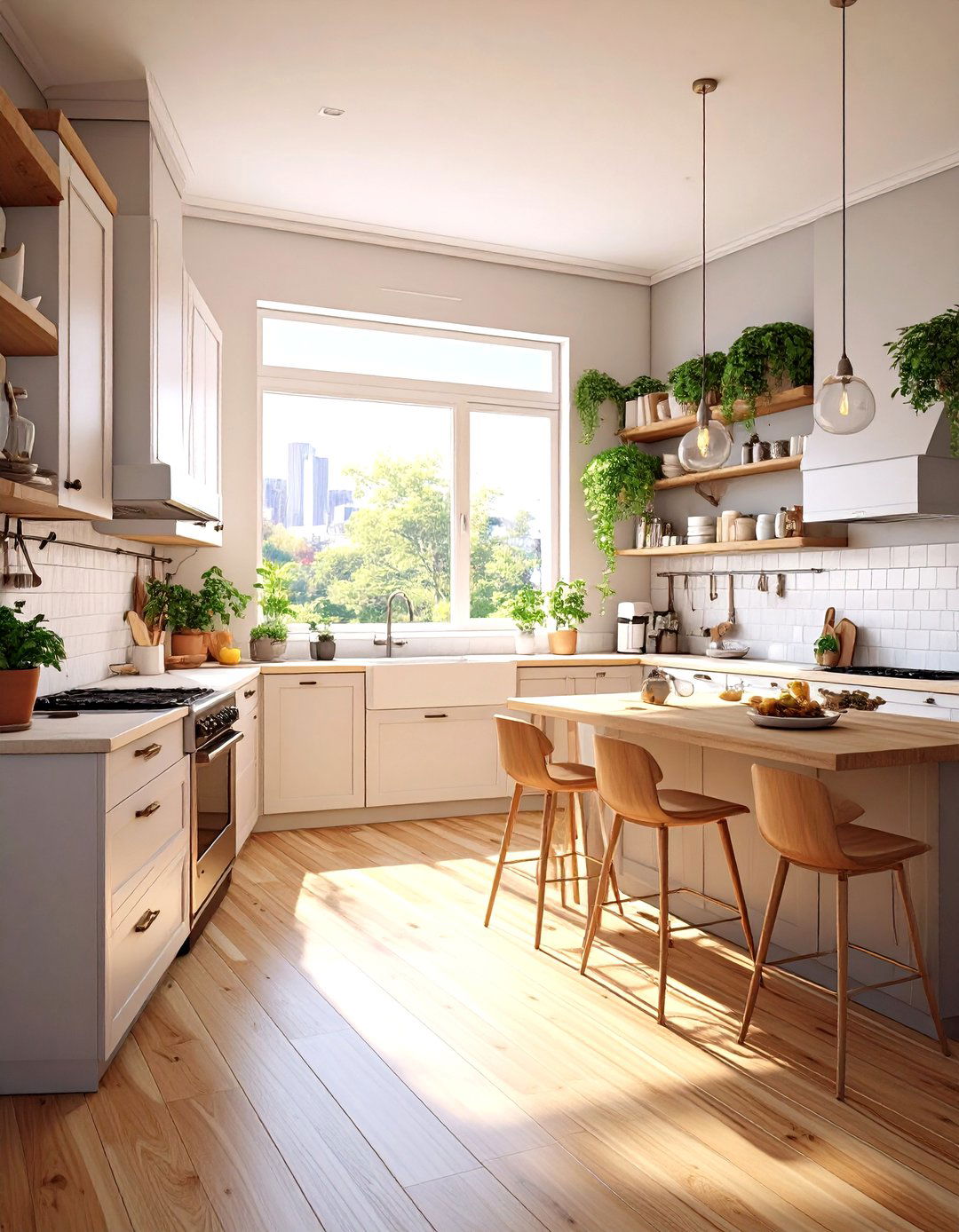 Using a Cohesive Light Color Palette - 30 very small open plan kitchen living room ideas