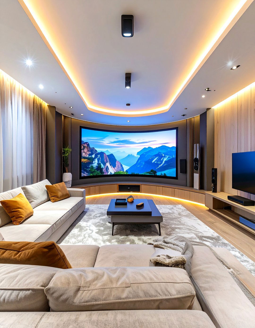 Using a Curved TV for Small Spaces - 30 small home theater ideas