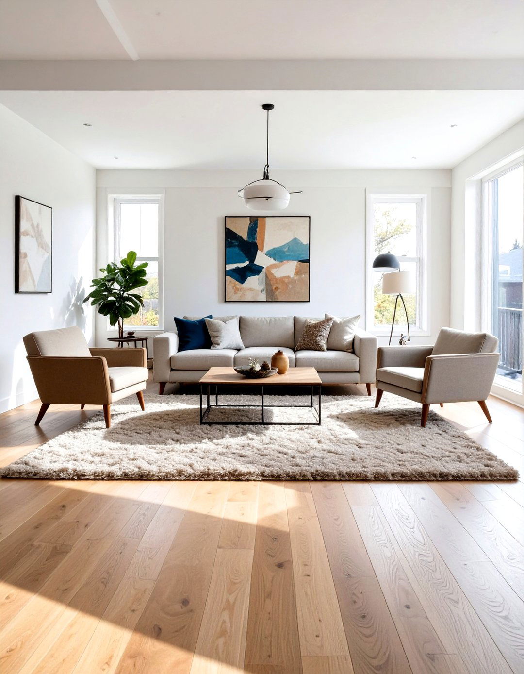 Using a Large Area Rug to Anchor a Seating Area - 30 scale and proportion in interior design ideas