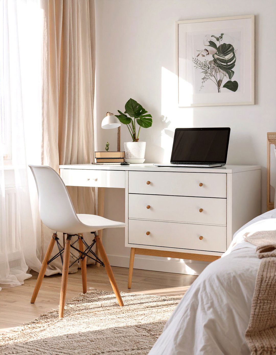 Using a Low Dresser as a Desk Base - 30 small bedroom office combo ideas