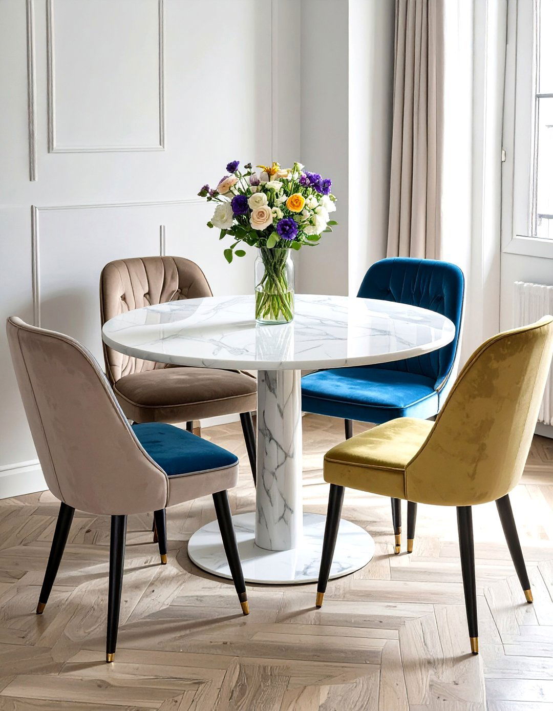 Using a Round Pedestal Dining Table - 30 very small living and dining room ideas