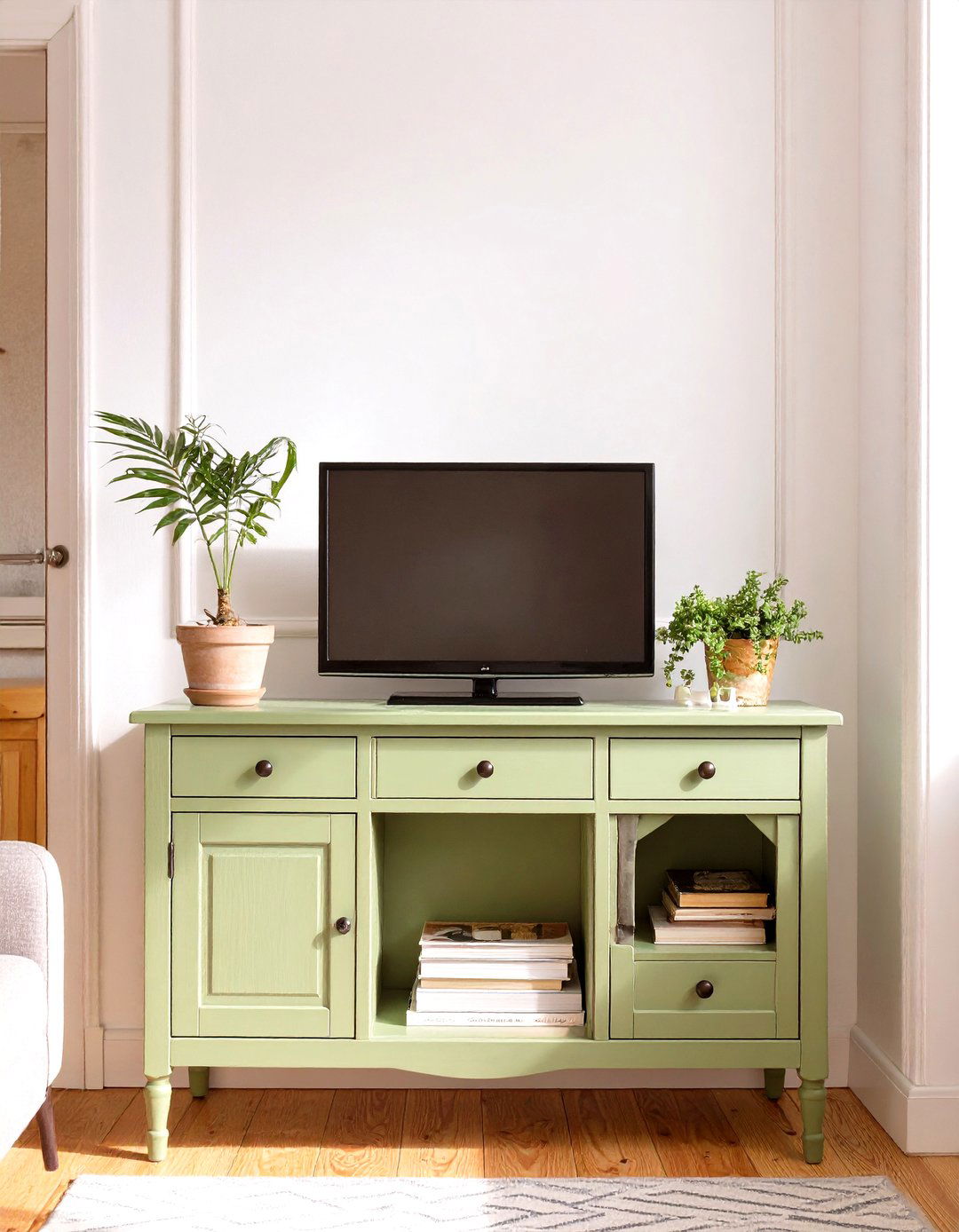 Using a Secretary Desk as a TV Stand - 30 simple small living room ideas with tv