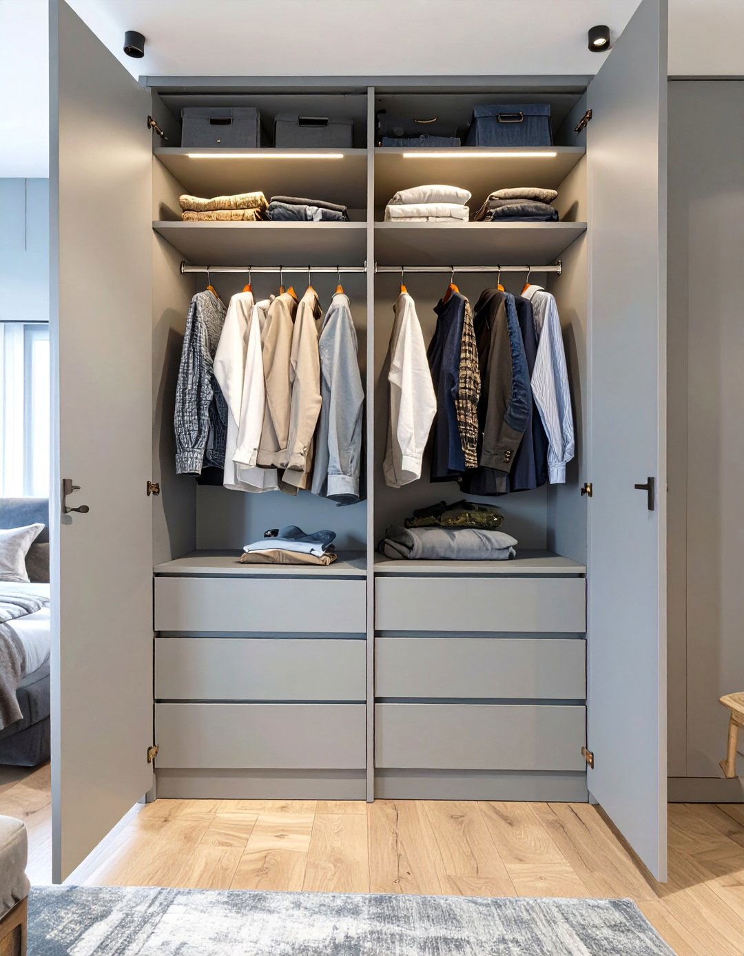 Using a Shared Central Wardrobe - 30 shared bedroom ideas for small rooms