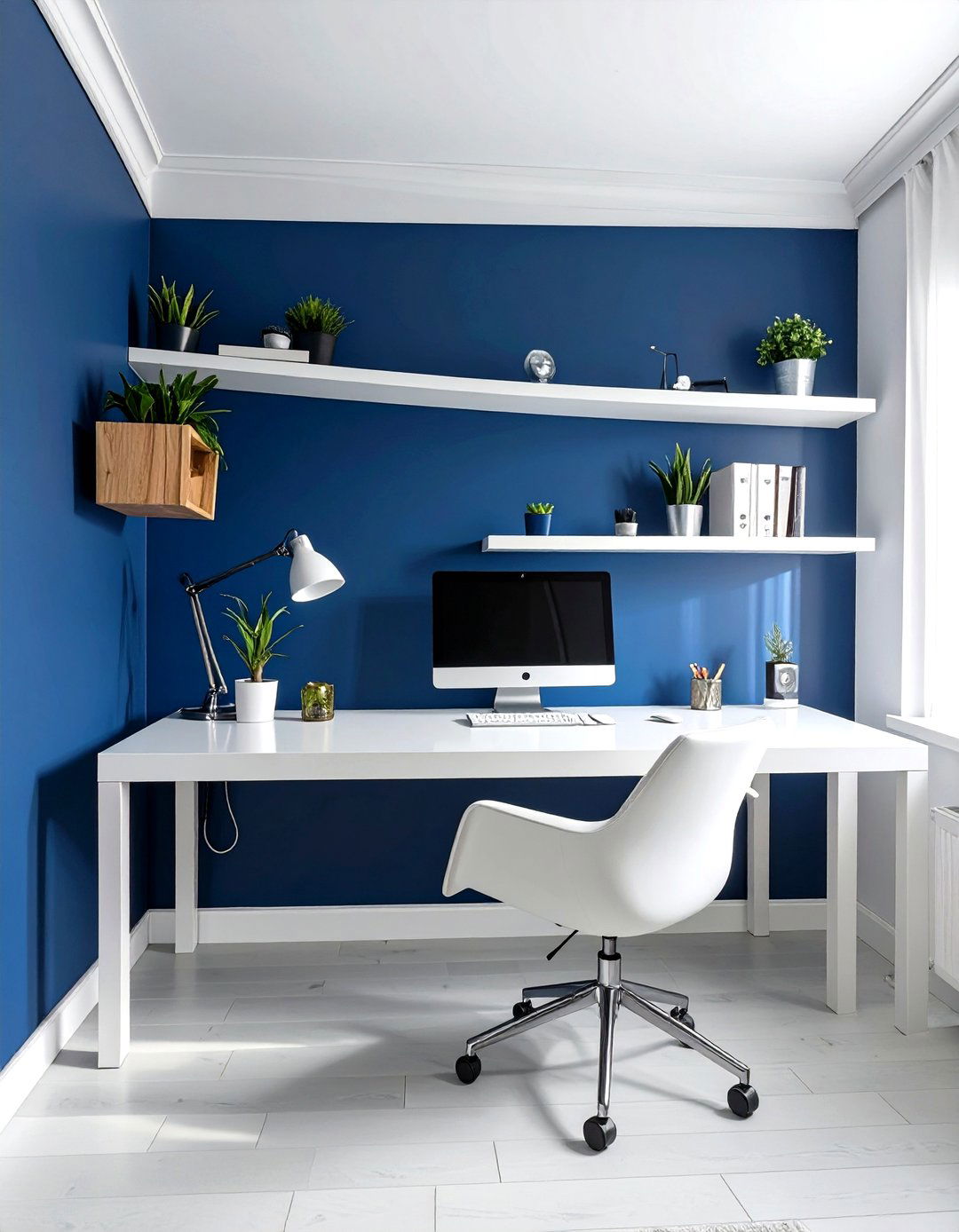 Using a Single Accent Wall - 30 small office space ideas
