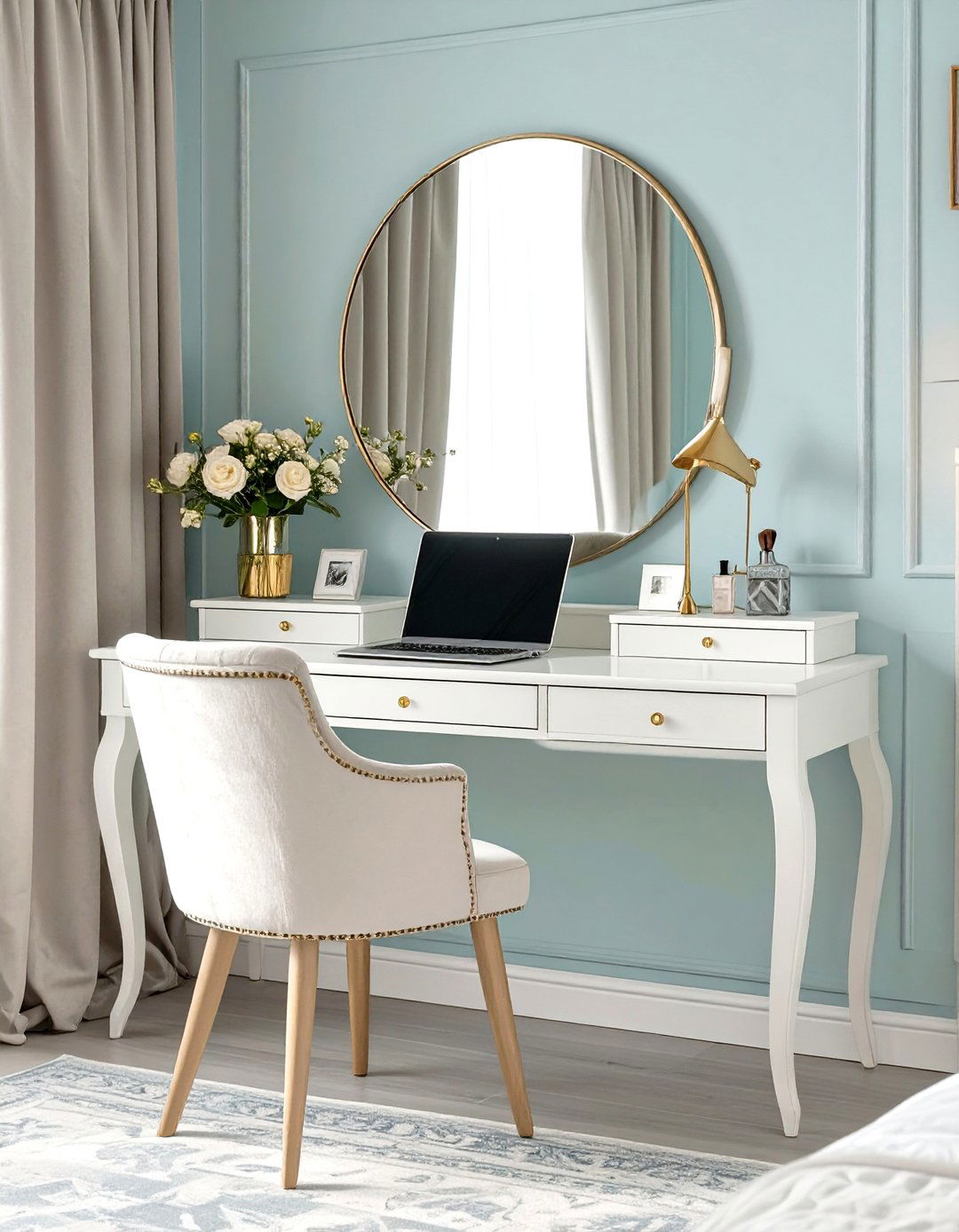 Using a Vanity Table as a Desk - 30 small bedroom office combo ideas