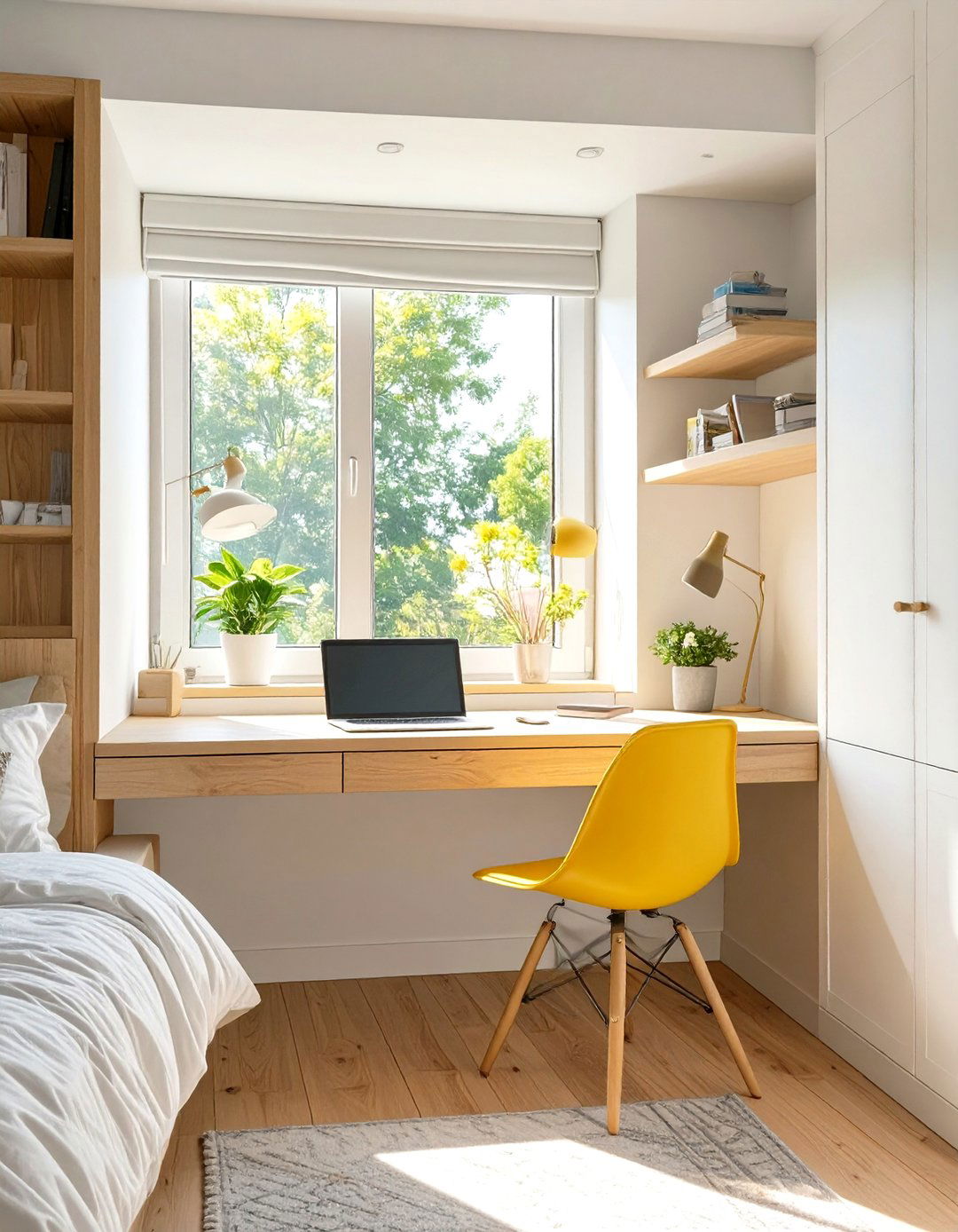Using a Window Nook as a Desk Area - 30 small bedroom office combo ideas