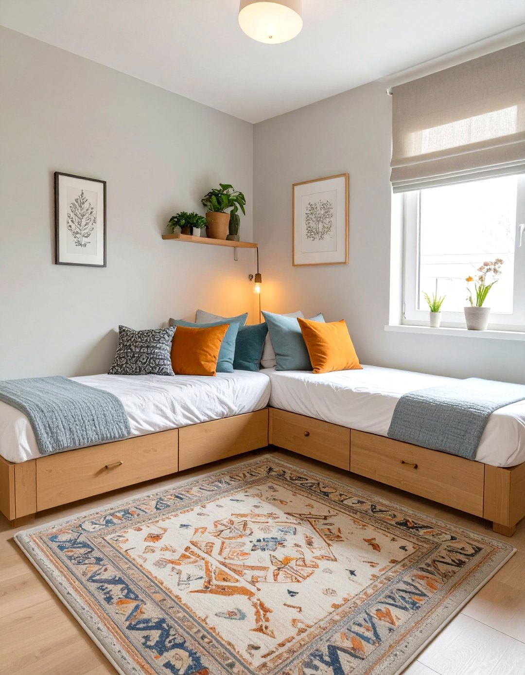 Using an L Shaped Bed Configuration - 30 shared bedroom ideas for small rooms