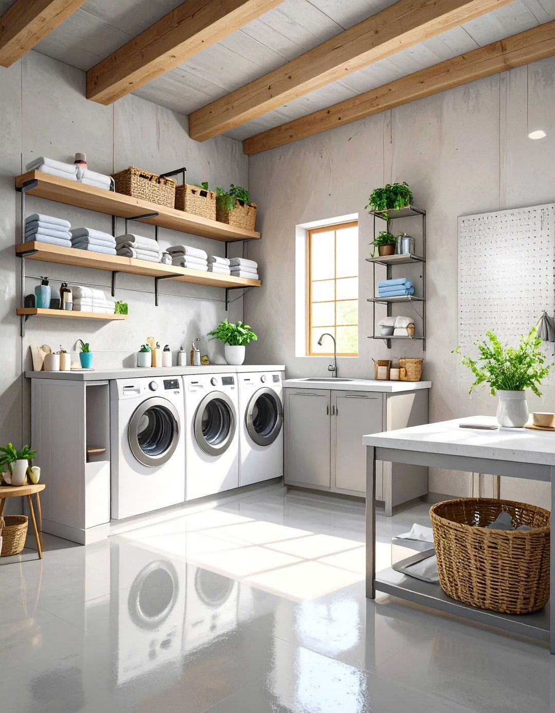 Utility Chic Basement Laundry Room - 30 concrete basement laundry room ideas