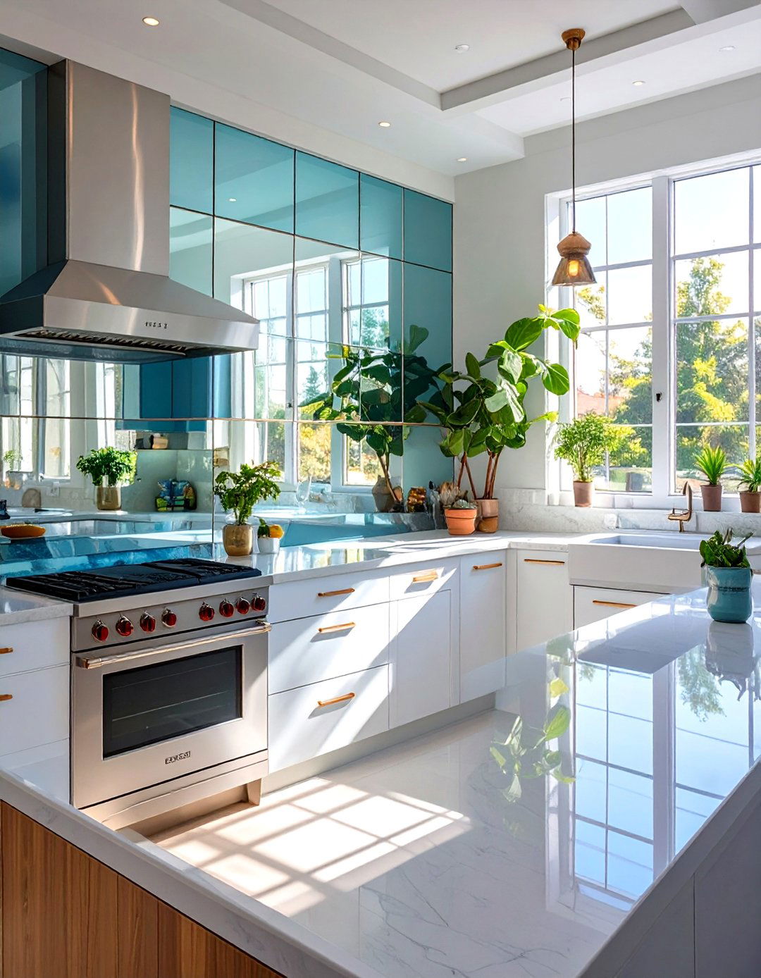 Utilize Mirrored Backsplashes - 30 small kitchen decorating ideas
