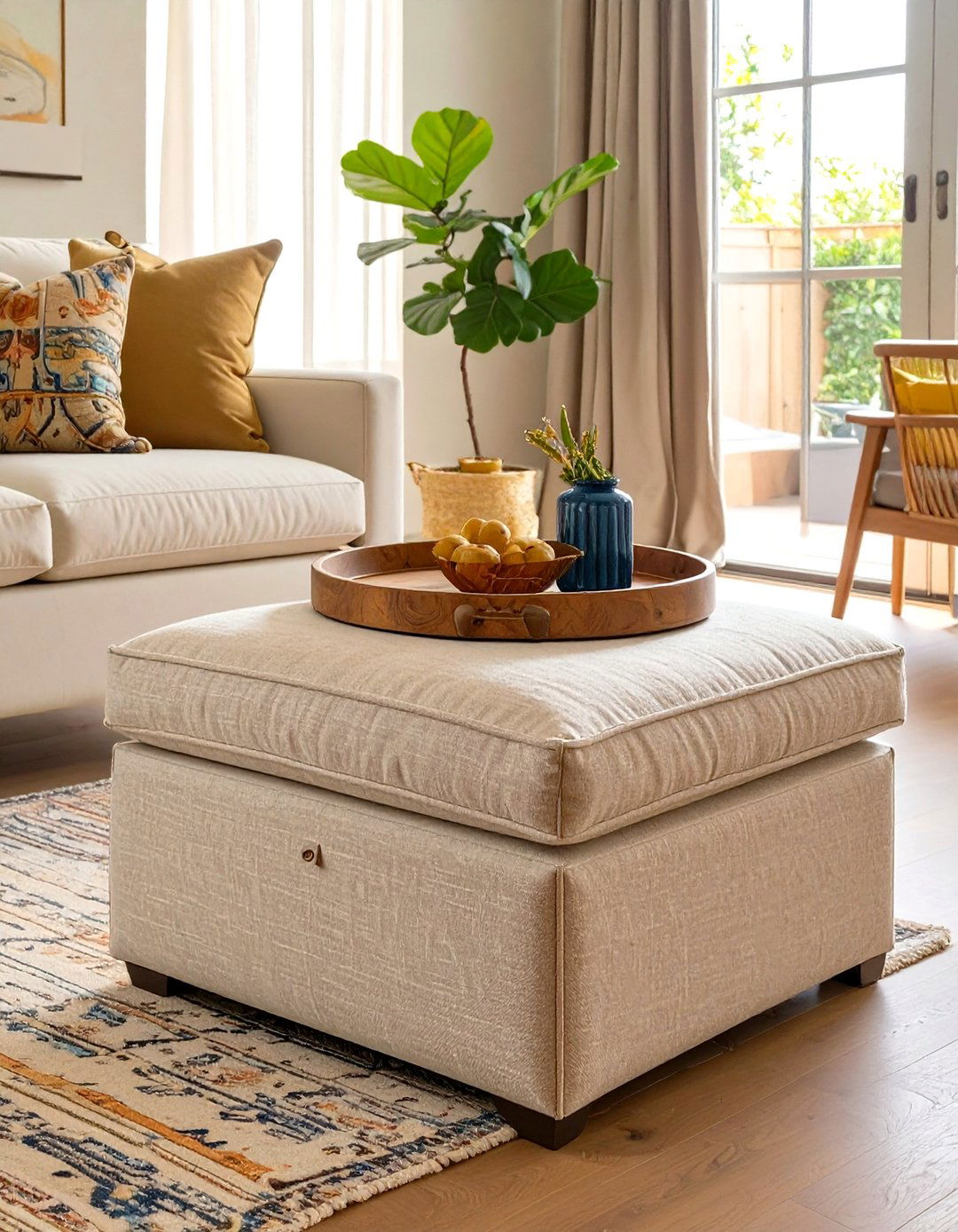 Utilize Multifunctional Storage Ottomans - 30 very small living room ideas