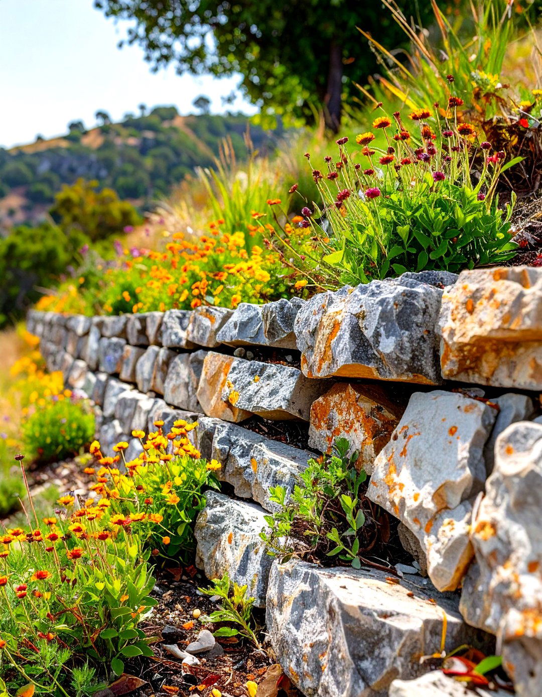 Utilizing Concrete Rubble for Retaining Walls - 30 steep hillside landscaping ideas on a budget