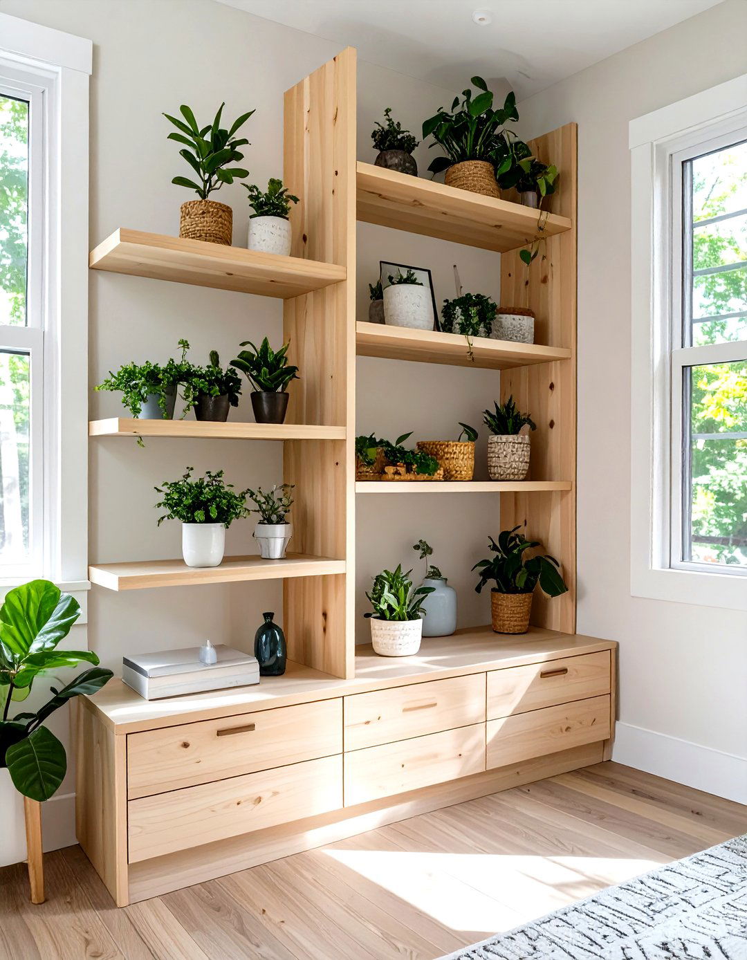 Utilizing Corner Shelving Units - 30 single wide small mobile home living room ideas