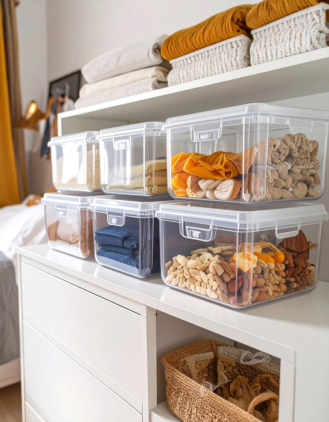 Utilizing IKEA SAMLA Boxes for Top of Wardrobe Storage - 30 small bedroom storage ideas ikea