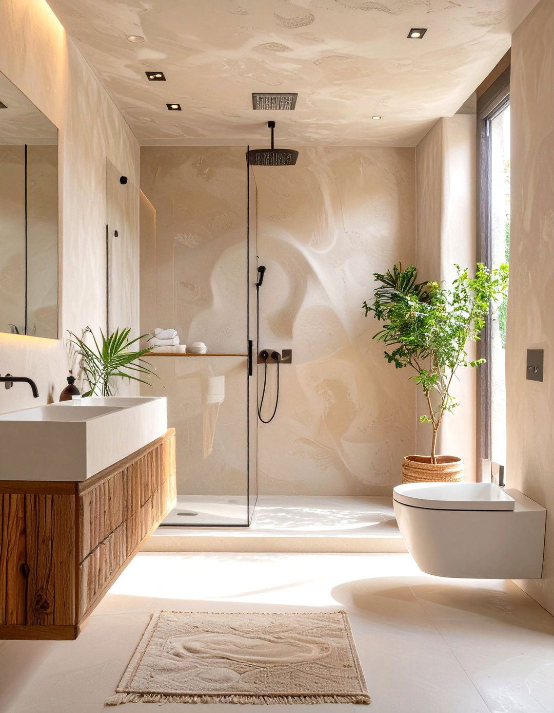 Utilizing Tadelakt Finishes in Bathrooms - 30 what is wabi-sabi interior design ideas