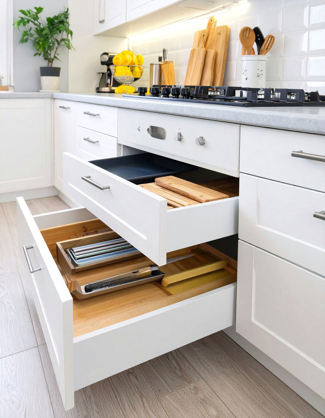 Utilizing Toe Kick Drawers for Storage - 30 small kitchen design ideas
