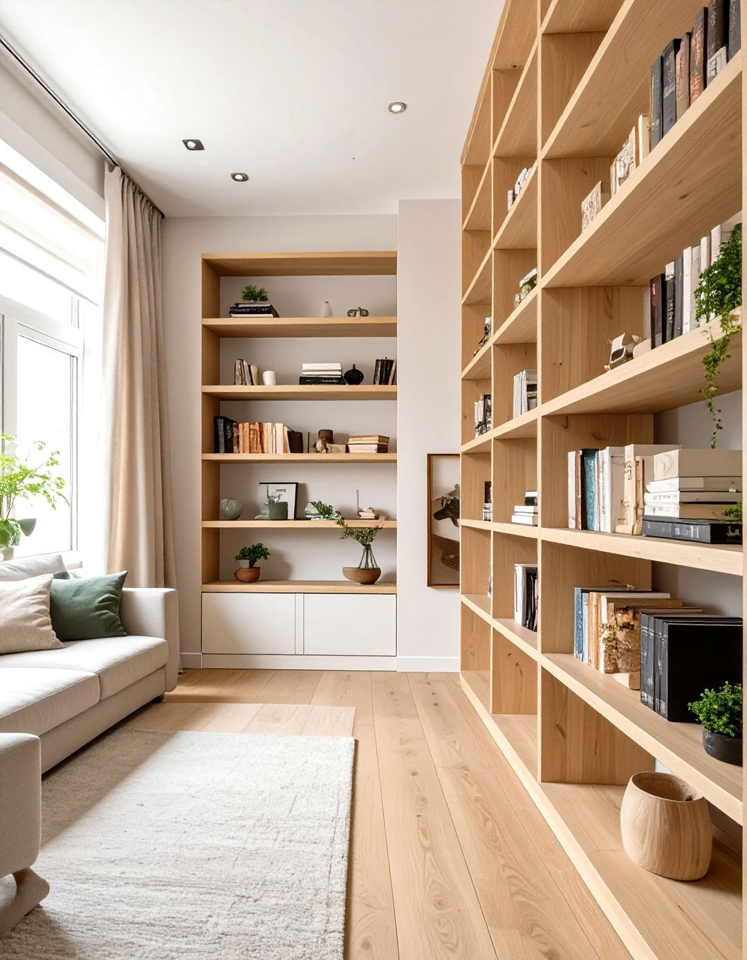 Utilizing Vertical Space with Floor to Ceiling Shelving - 30 small house interior design ideas