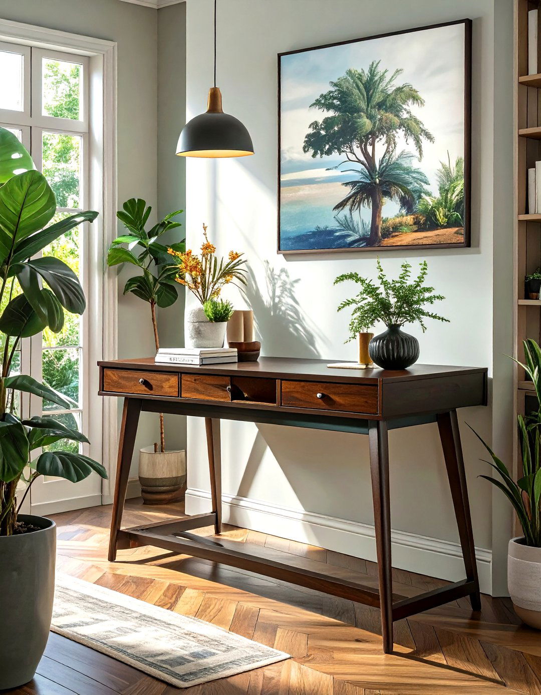 Utilizing a Drop Leaf Console Table - 30 small house interior design ideas