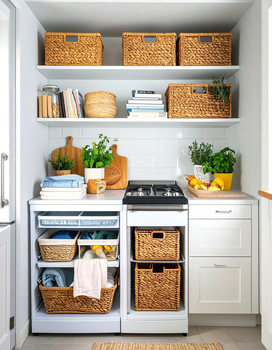 Utilizing the Top of the Refrigerator - 30 very small kitchen ideas