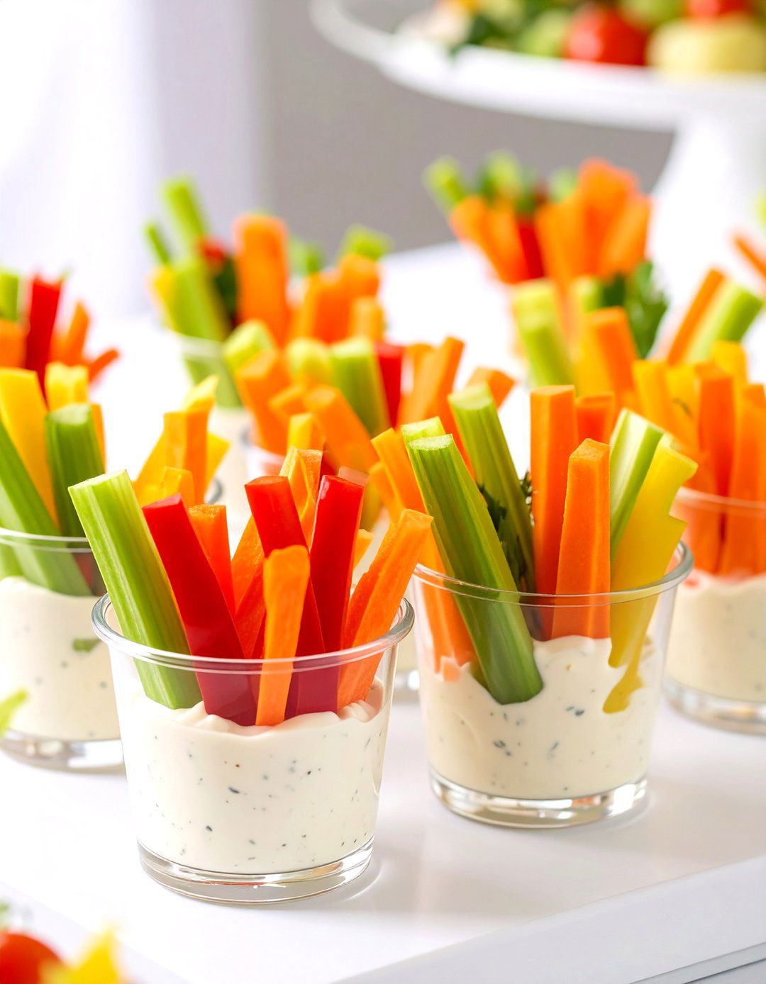 Veggie Cups with Dip - 30 baby shower snack ideas