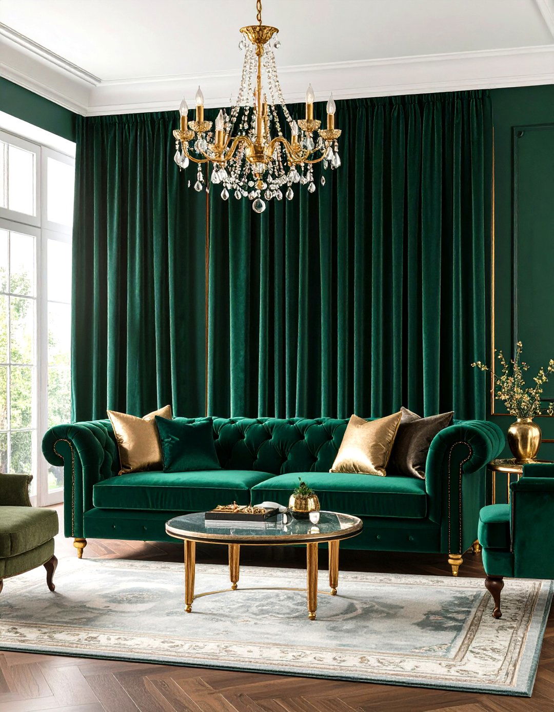 Velvet Drapes for Dramatic Elegance - 30 living room window treatment ideas