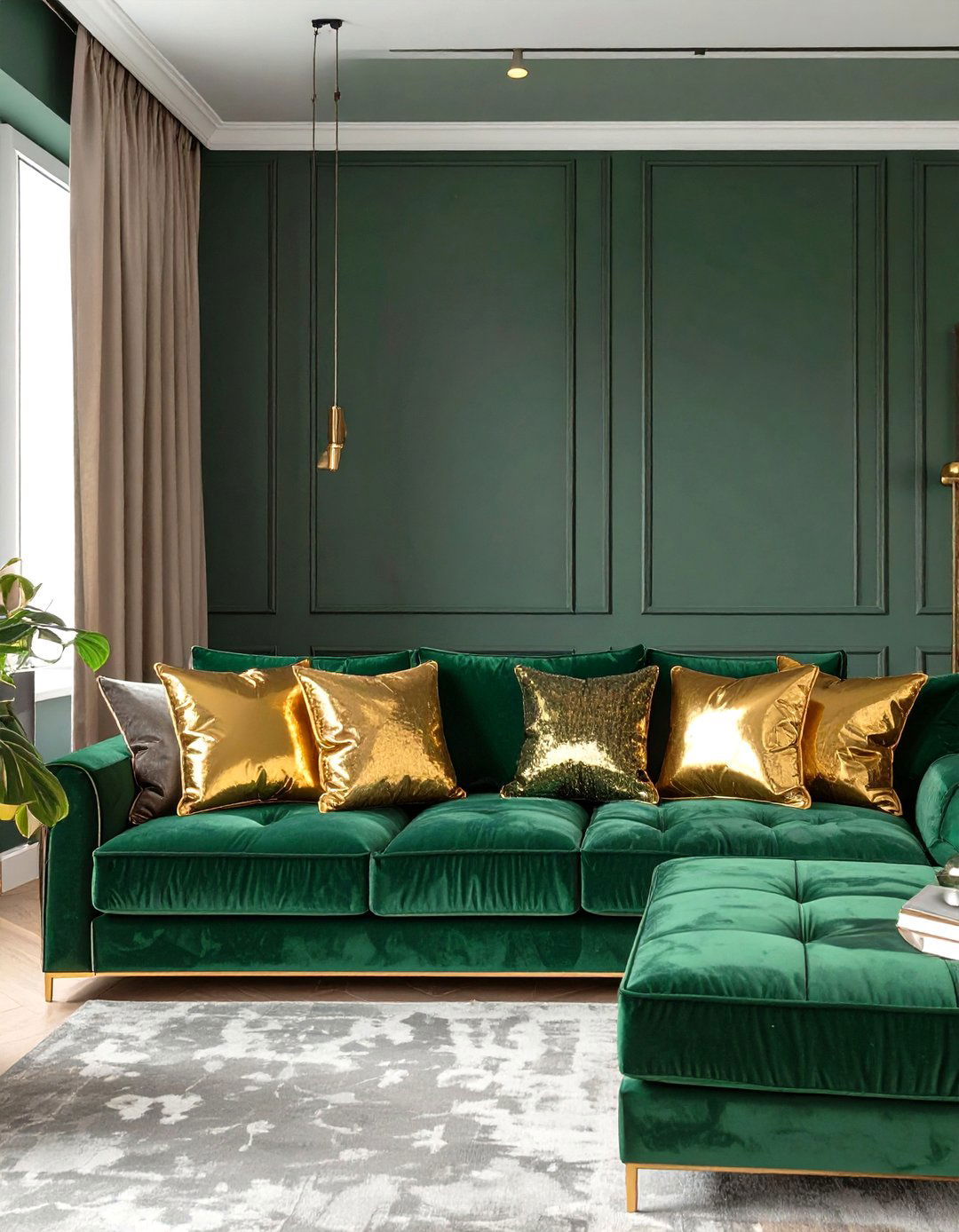 Velvet Sectional for a Touch of Luxury - 30 sectional living room ideas