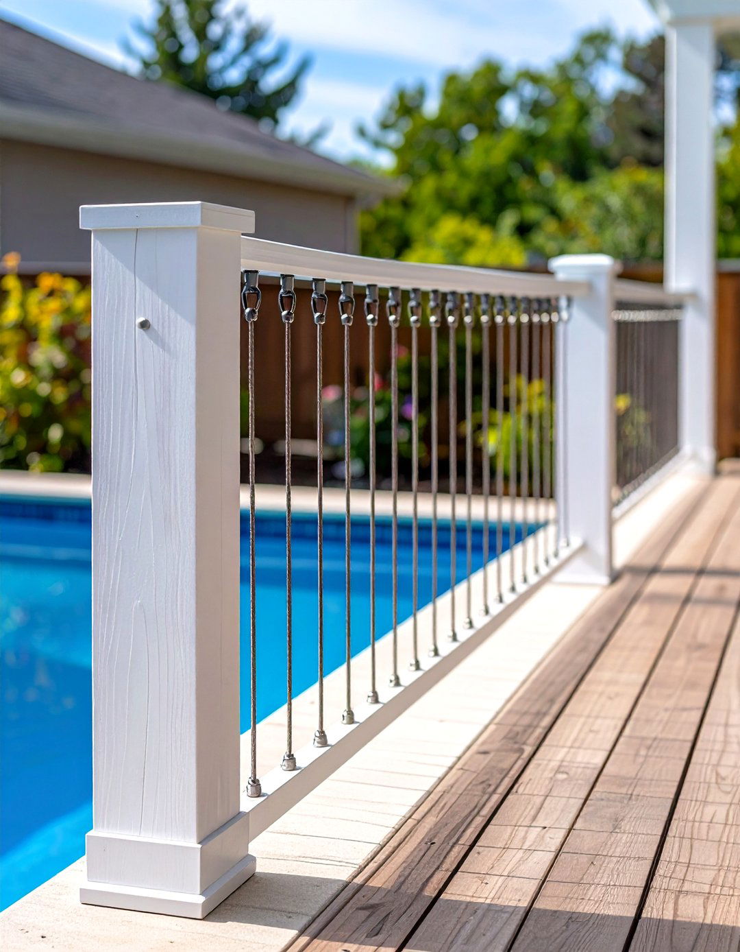 Vertical Cable Pool Deck Railing - 30 pool deck railing ideas