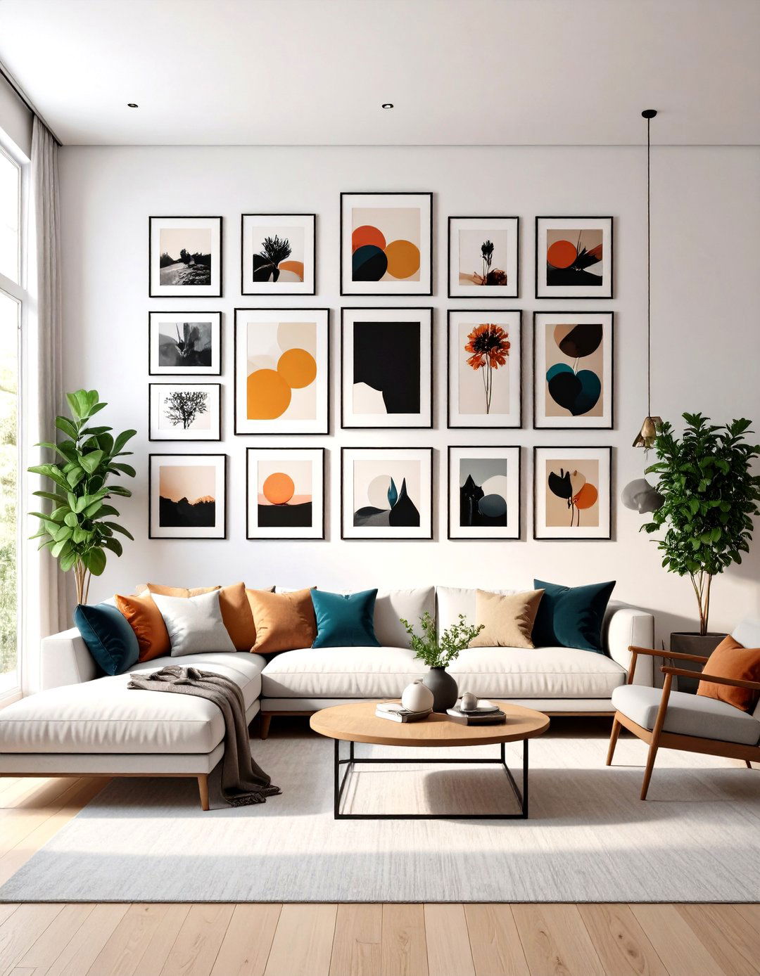 Vertical Gallery Wall Living Room - 30 living room high ceiling wall decor ideas