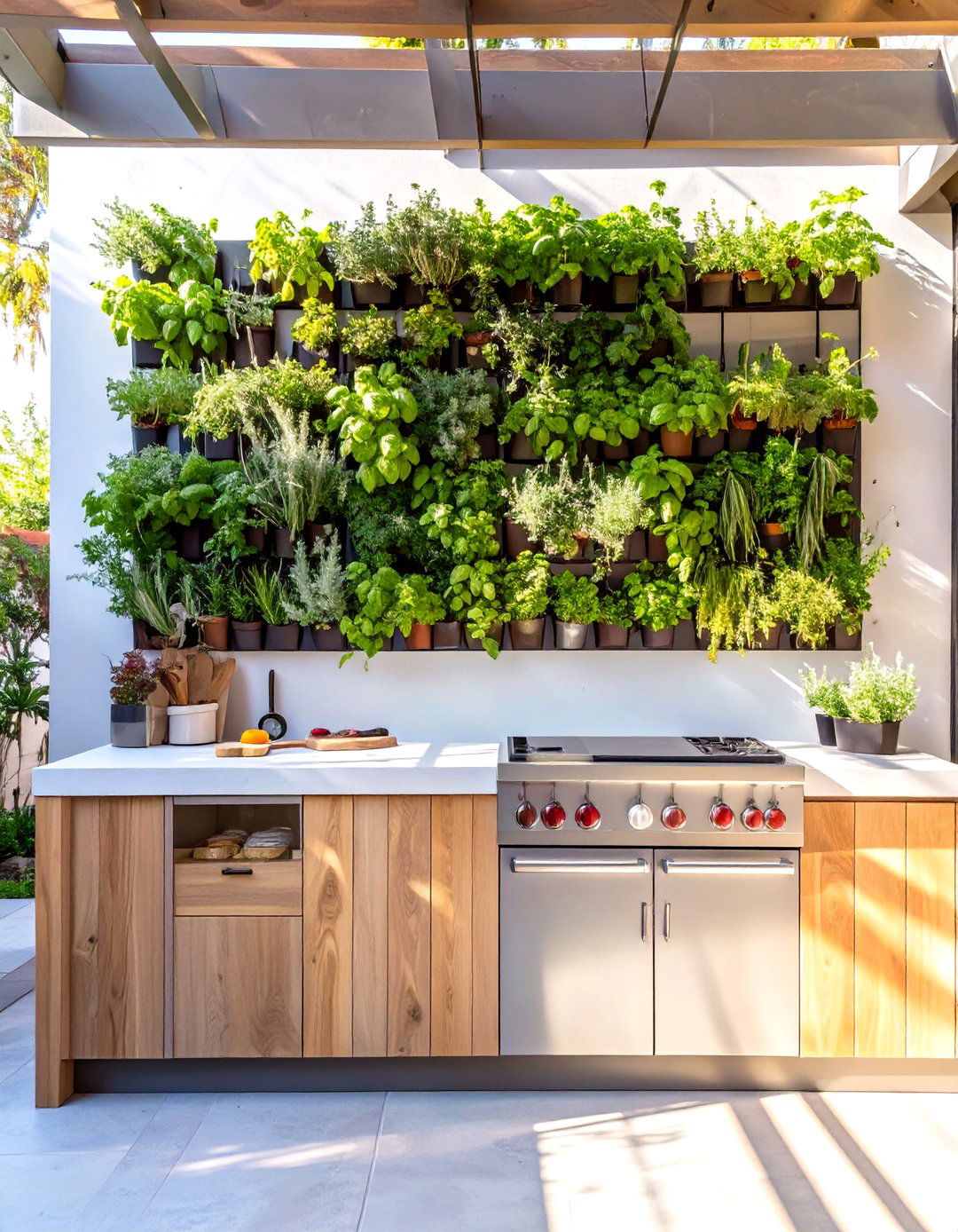 Vertical Garden Outdoor Kitchen Wall - 30 simple outdoor kitchen ideas