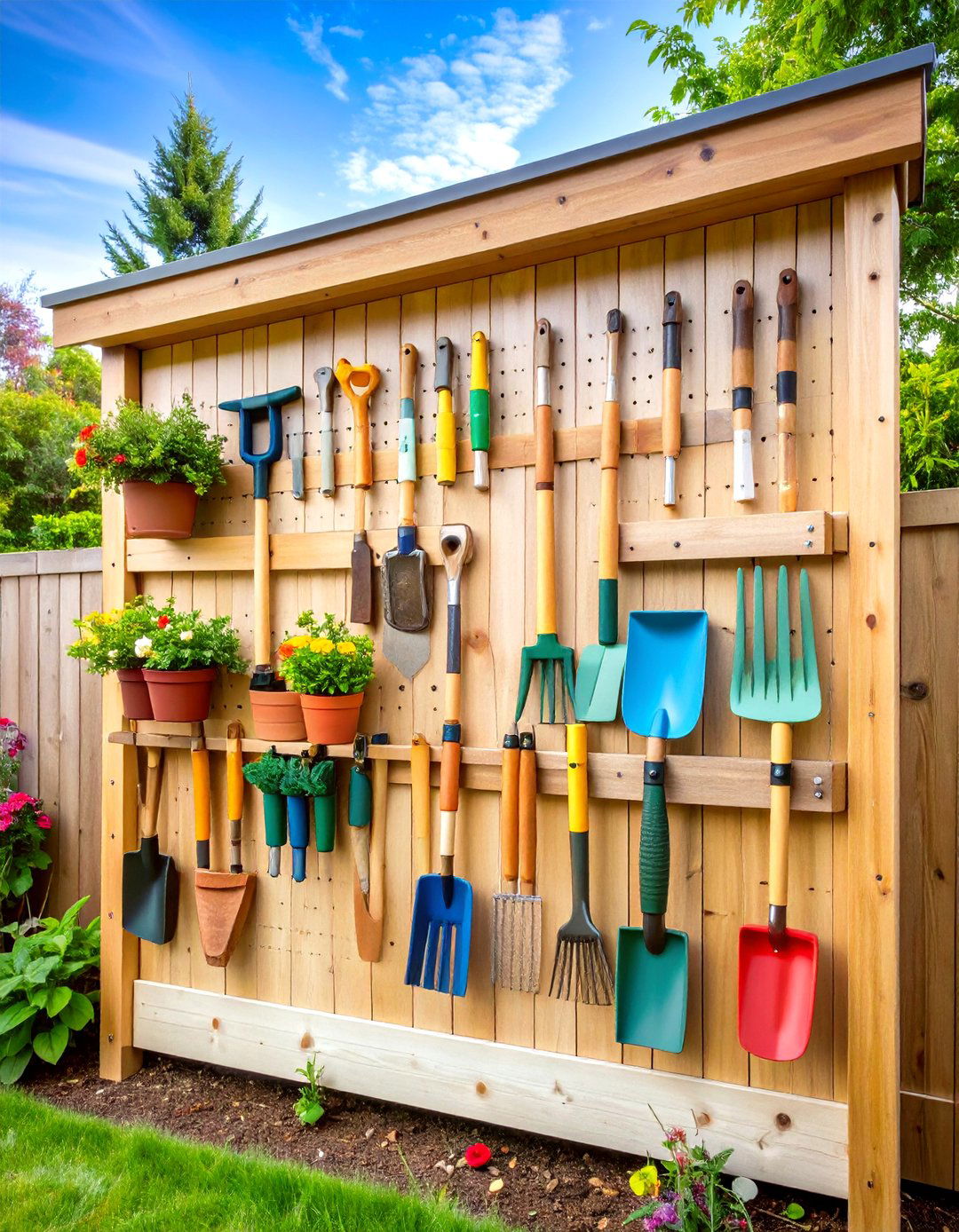 Vertical Garden Tool Storage - 30 outdoor storage ideas
