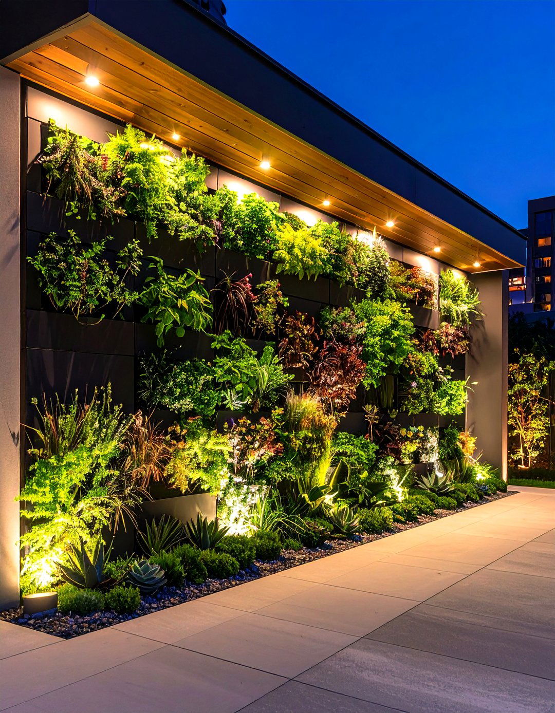 Vertical Garden Wall Lighting - 30 patio lights ideas