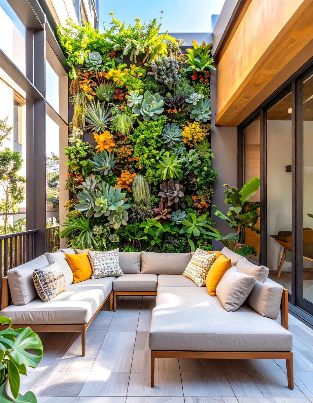 Vertical Garden Wall as a Living Backdrop - 30 outdoor living space ideas