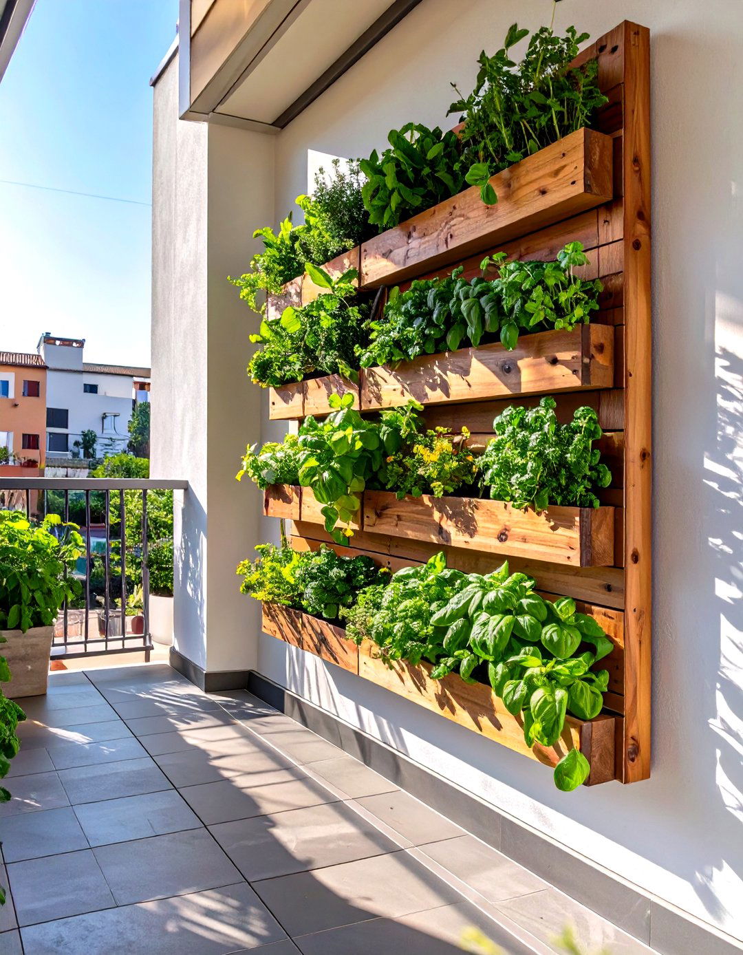 Vertical Herb Garden on a Small Outdoor Patio - 30 small outdoor patio ideas