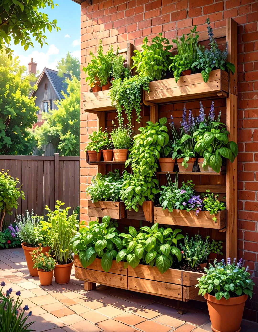 Vertical Herb Garden on a Small Porch Wall - 30 small back porch ideas