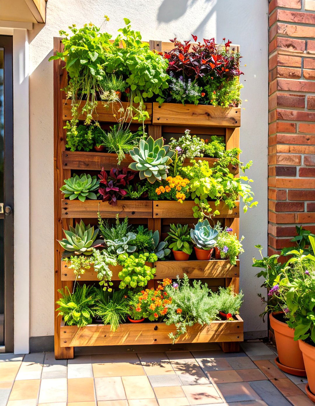 Vertical Pallet Garden for a Small Patio - 30 small patio ideas on a budget