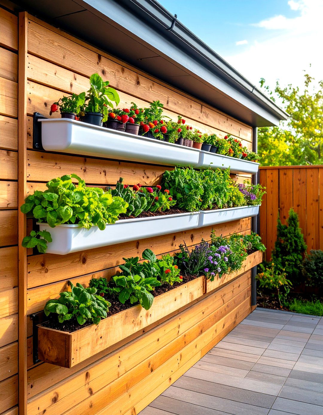 Vertical Pallet Gutter Garden - 30 pallet garden ideas