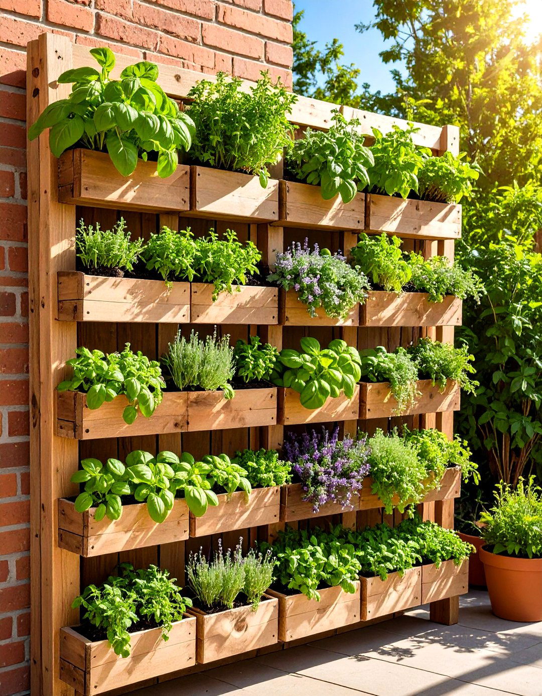 Vertical Pallet Herb Patio Planter - 30 patio planter ideas