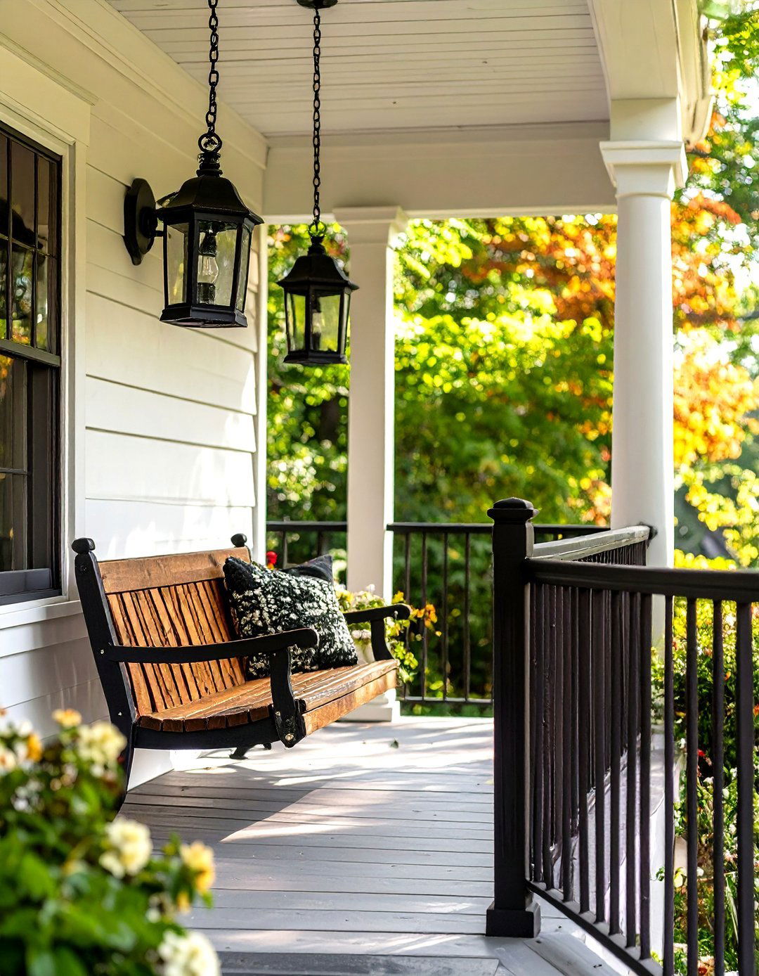 Vertical Rod Iron Porch Railing - 30 modern front porch railing ideas